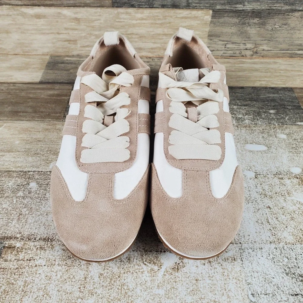 Free People Aces Shoes Sz 11 Tennis Chalk Desert Sand Suede Low-Top Sneaker